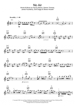 page one of No Air (Violin Solo)