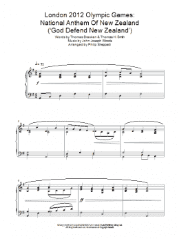 page one of London 2012 Olympic Games: National Anthem Of New Zealand ('God Defend New Zealand') (Piano Solo)