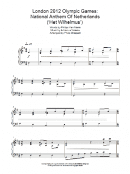 page one of London 2012 Olympic Games: National Anthem Of Netherlands ('Het Wilhelmus') (Piano Solo)