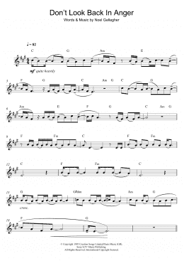 page one of Don't Look Back In Anger (Alto Sax Solo)