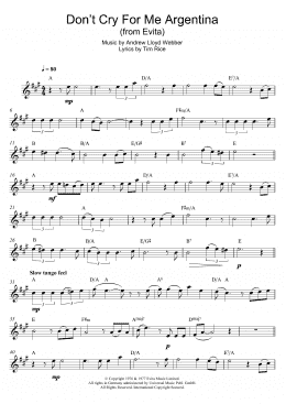 page one of Don't Cry For Me Argentina (from Evita) (Alto Sax Solo)
