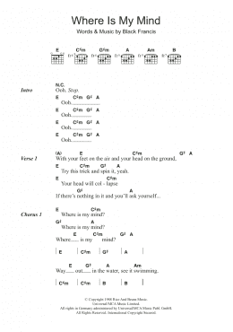 page one of Where Is My Mind? (Guitar Chords/Lyrics)