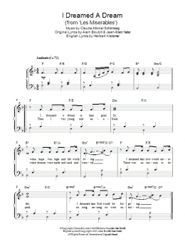 page one of I Dreamed A Dream (from Les Miserables) (Easy Piano)