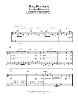 page one of Bring Him Home (from Les Miserables) (Easy Piano)