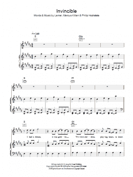 page one of Invincible (Piano, Vocal & Guitar Chords)