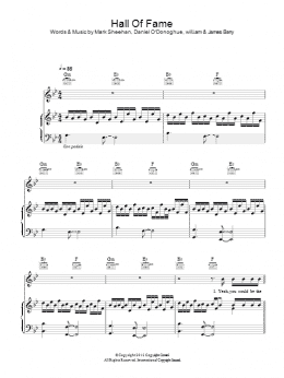 page one of Hall Of Fame (Piano, Vocal & Guitar Chords (Right-Hand Melody))