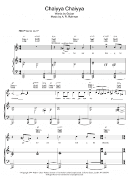 page one of Chaiyya Chaiyya (Piano, Vocal & Guitar Chords)