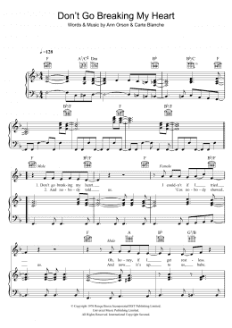 page one of Don't Go Breaking My Heart (Piano, Vocal & Guitar Chords)