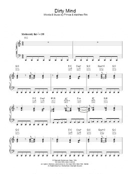 page one of Dirty Mind (Piano, Vocal & Guitar Chords)