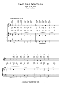 page one of Good King Wenceslas (Piano, Vocal & Guitar Chords)