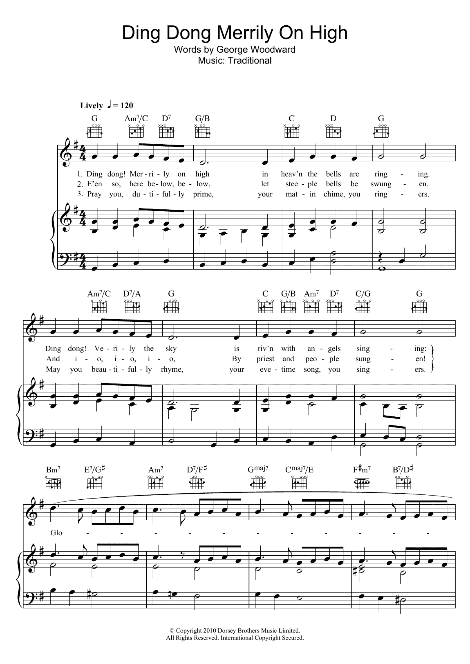 Ding Dong! Merrily On High (Piano, Vocal & Guitar Chords)