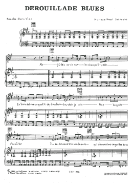 page one of Derouillade Blues (Piano, Vocal & Guitar Chords)