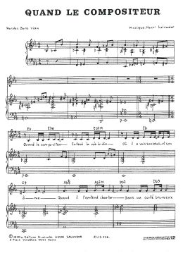 page one of Quand Le Compositeur (Piano, Vocal & Guitar Chords)