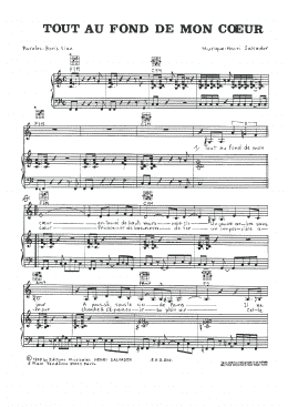 page one of Tout Au Fond De Mon Coeur (Piano, Vocal & Guitar Chords)