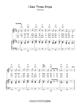 page one of I Saw Three Ships (Piano, Vocal & Guitar Chords)