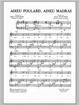 page one of Adieu Foulard Adieu Madras (Piano, Vocal & Guitar Chords)