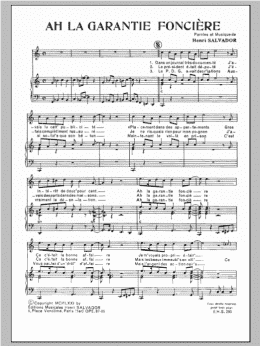 page one of Ah! La Garantie Fonciere (Piano, Vocal & Guitar Chords)
