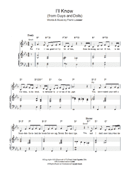 page one of I'll Know (from Guys and Dolls) (Piano, Vocal & Guitar Chords)