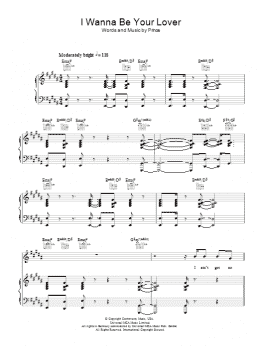 page one of I Wanna Be Your Lover (Piano, Vocal & Guitar Chords)