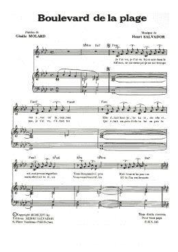 page one of Boulevard De La Plage (Piano & Vocal)