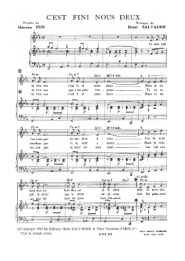 page one of C'est Fini (Pour) Nous Deux (Piano & Vocal)