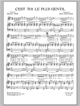 page one of C'est Toi Le Plus Gentil (Piano & Vocal)