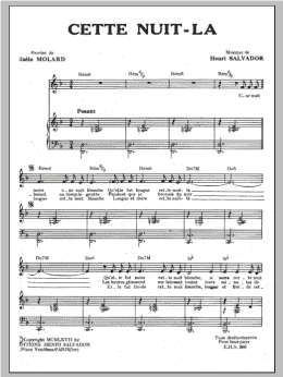 page one of Cette Nuit La (Piano & Vocal)