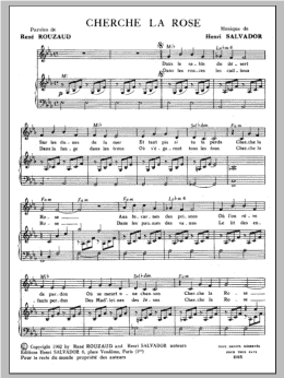 page one of Cherche La Rose (Piano & Vocal)
