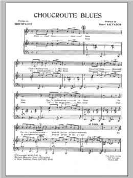 page one of Choucroute Blues (Piano & Vocal)