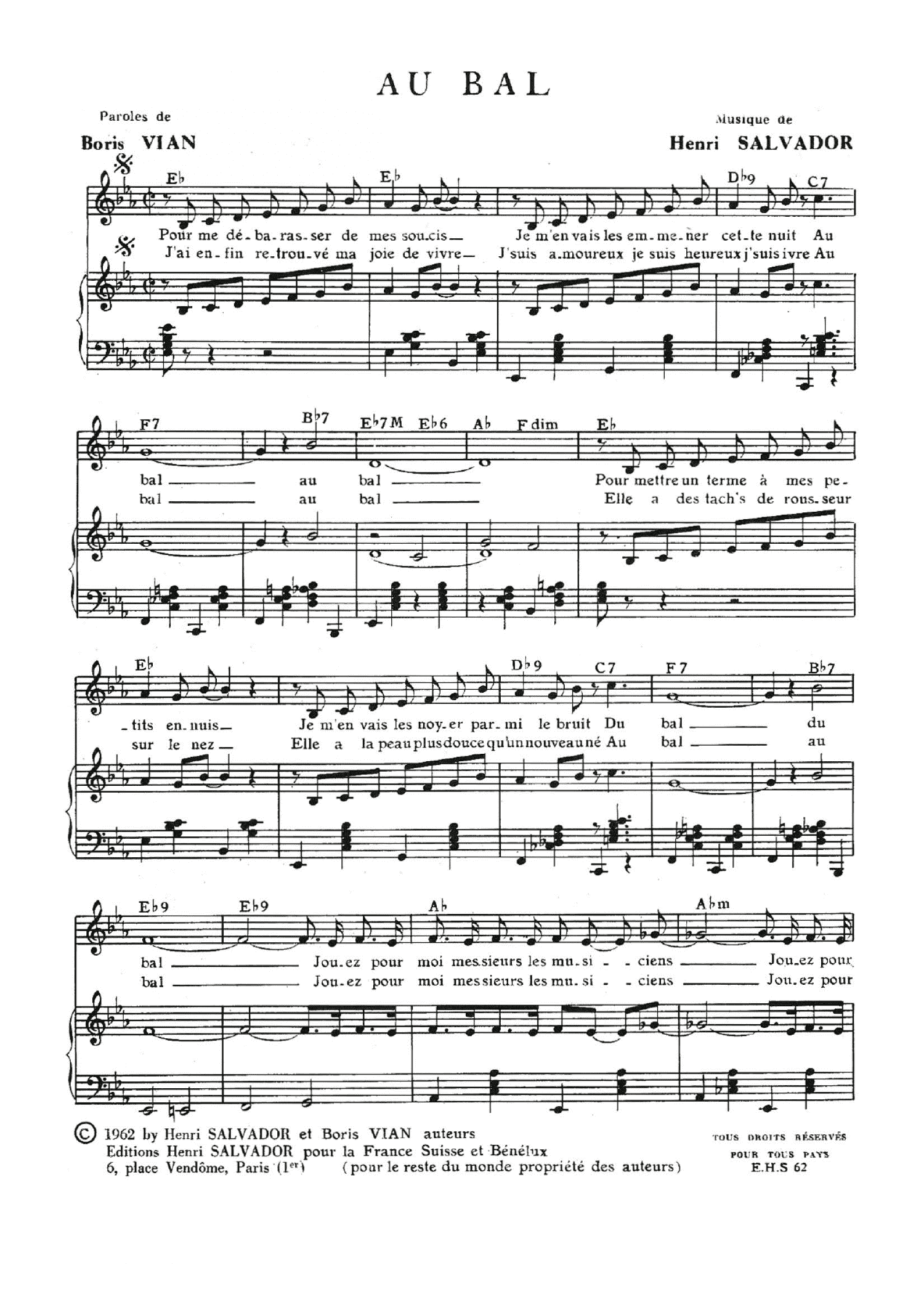 Au Bal (Piano & Vocal)