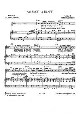 page one of Balance La Danse (Piano & Vocal)