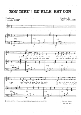 page one of Bon Dieu! Qu'elle Est Con (Piano & Vocal)