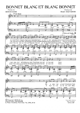 page one of Bonnet Blanc Et Blanc Bonnet (Piano & Vocal)