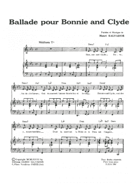 page one of Ballade Pour Bonnie And Clyde (Piano & Vocal)