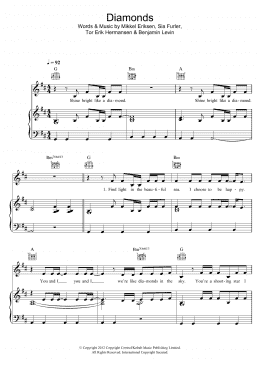 page one of Diamonds (Piano, Vocal & Guitar Chords (Right-Hand Melody))