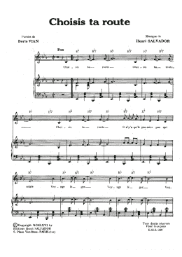 page one of Choisis Ta Route (Piano & Vocal)