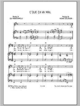 page one of C'que Ca Va Mal (Piano & Vocal)