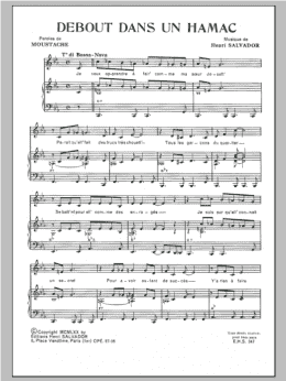 page one of Debout Dans Un Hamac (Piano & Vocal)