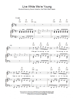 page one of Live While We're Young (Piano, Vocal & Guitar Chords)