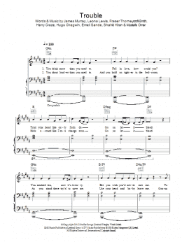 page one of Trouble (piano acoustic version) (Piano, Vocal & Guitar Chords)