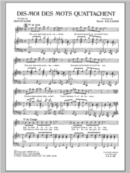 page one of Dis Moi Des Mots Qui Attachent (Piano & Vocal)