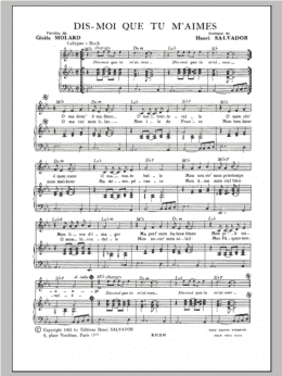 page one of Dis Moi Que Tu M'aimes (Piano & Vocal)