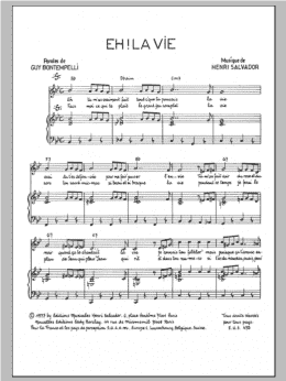 page one of Eh La Vie (Piano & Vocal)