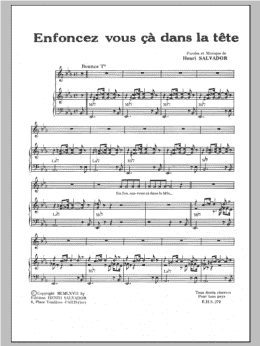 page one of Enfoncez Vous Ca Dans La Tete (Piano & Vocal)