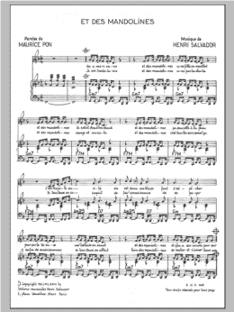 page one of Et Des Mandolines (Piano & Vocal)