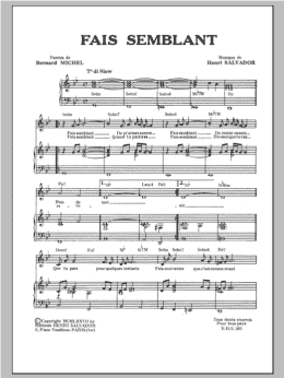 page one of Fais Semblant (Piano & Vocal)
