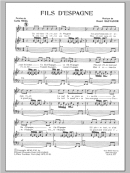 page one of Fils D'espagne (Piano & Vocal)