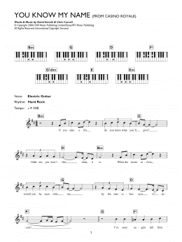 page one of You Know My Name (theme from James Bond: Casino Royale) (Piano Chords/Lyrics)