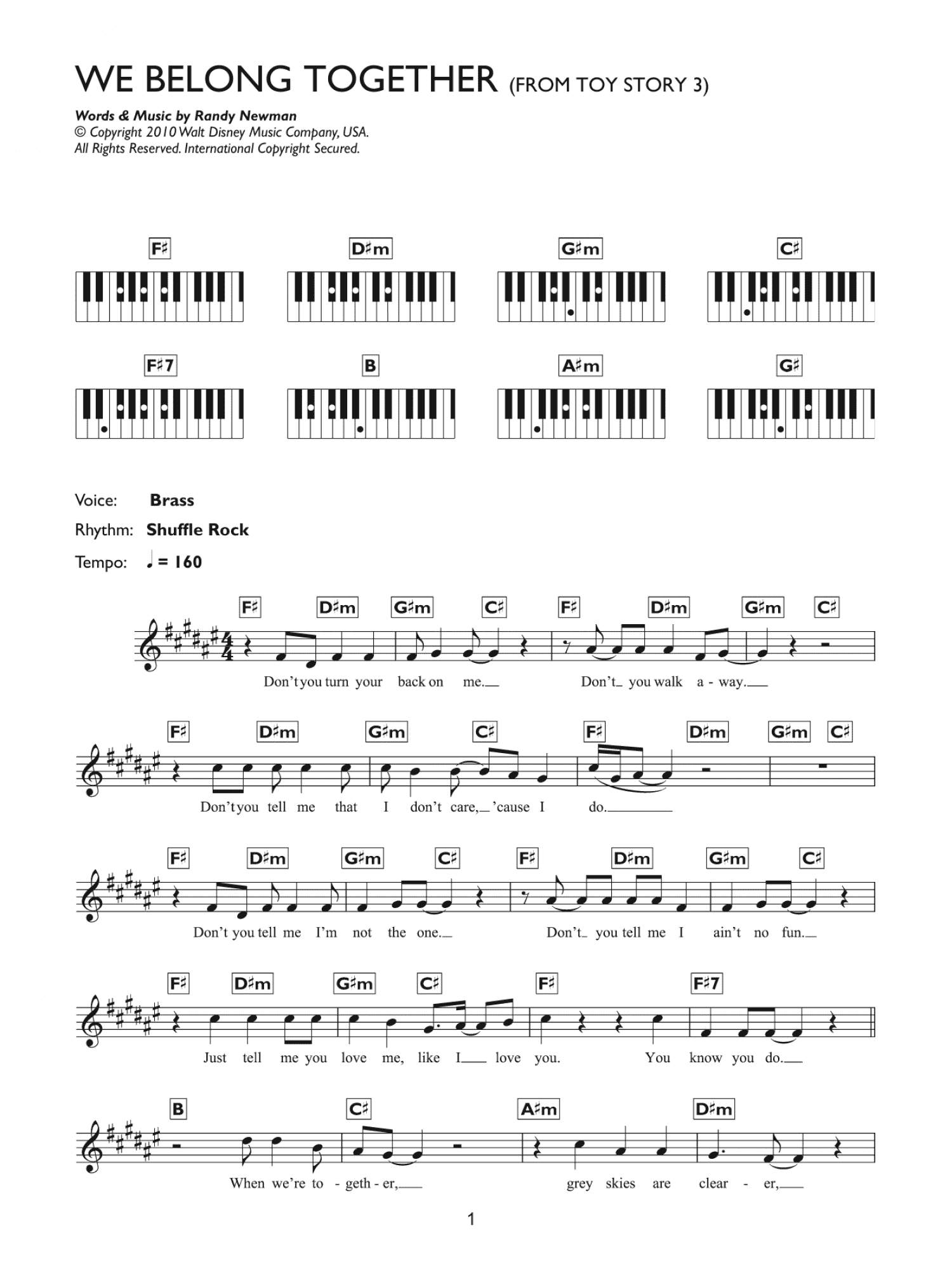 We Belong Together (From Disney's Toy Story 3) (Piano Chords/Lyrics)