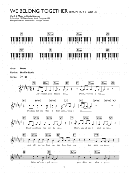 page one of We Belong Together (from Toy Story 3) (Piano Chords/Lyrics)